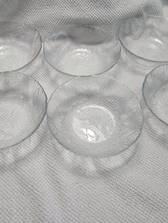 Other - Clear Etched Glass Dessert Bowls - Set of 6